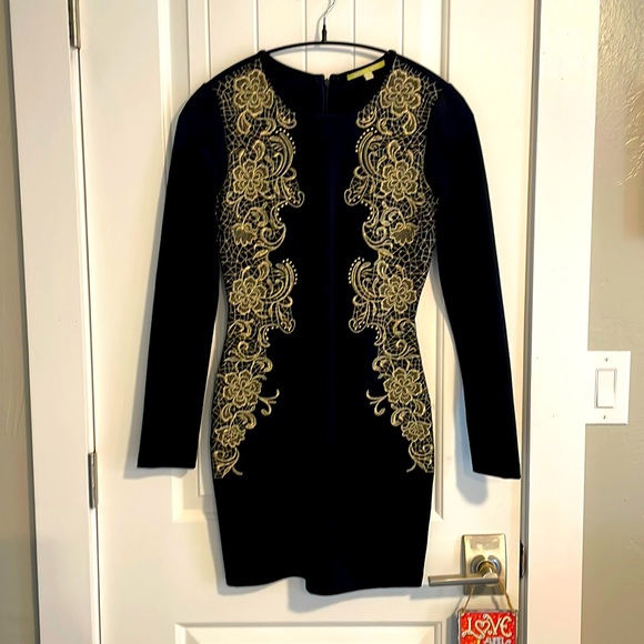Gianni Bini Dresses & Skirts - Black and Gold Long Sleeve Gianni Bini Mini Dress